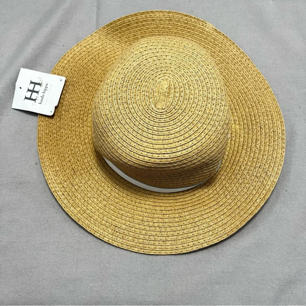 Haute Hippie Girls‎ Paper Straw Hat Easter Summer Beach Vacation with White Band